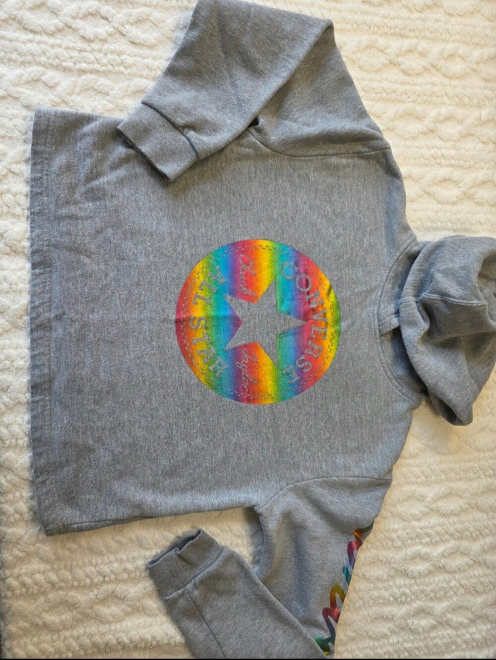 Converse Chuck Taylor All Star Rainbow Gray Hoodie Youth XL 13-15